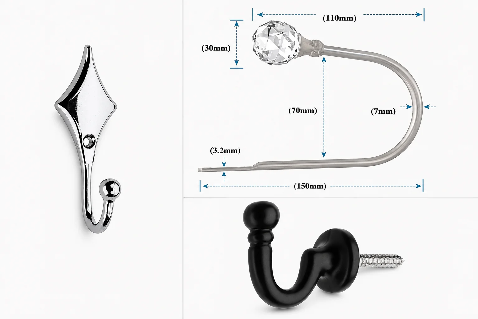 Curtain tieback hooks
